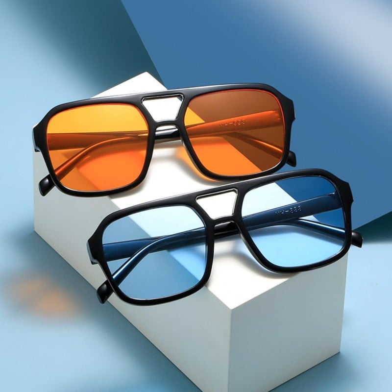 IKUVNA Retro 70s Square Aviator Sunglasses Women Men Vintage Rectangle Sunglasses Flat Frame Trendy Shades - Image 4